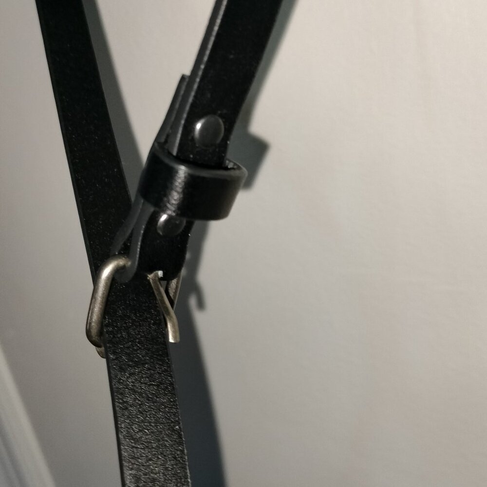 Thin black belt, 5 holes, 46" long